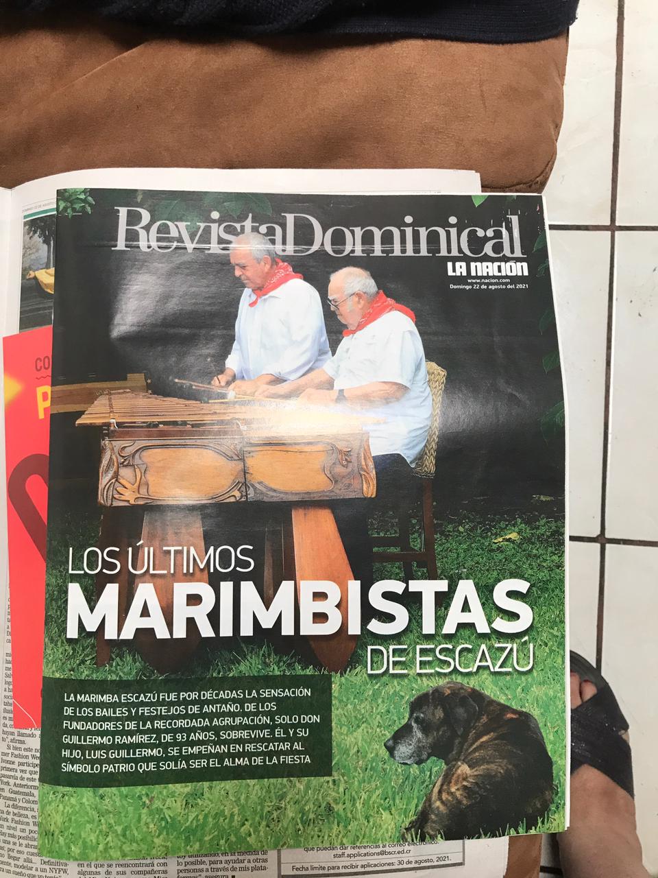 Portada de Revista Dominical sobre los últimos marimbistas de Escazú